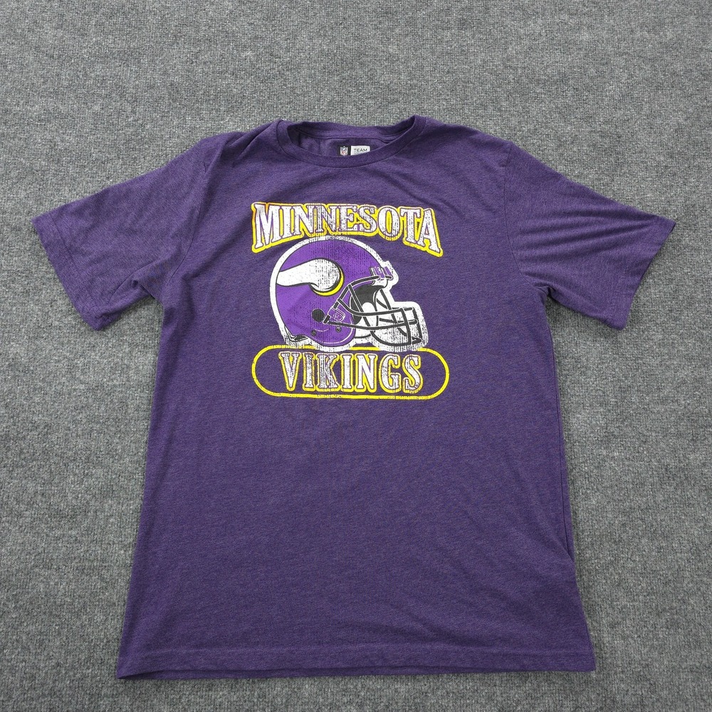 Minnesota‎ Vikings Shirt Mens Large Purple Spellout Helmet Graphic Football NFL